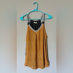 Rewind Women's Mustard Sleeveless Top Bohemian Patter Size Large